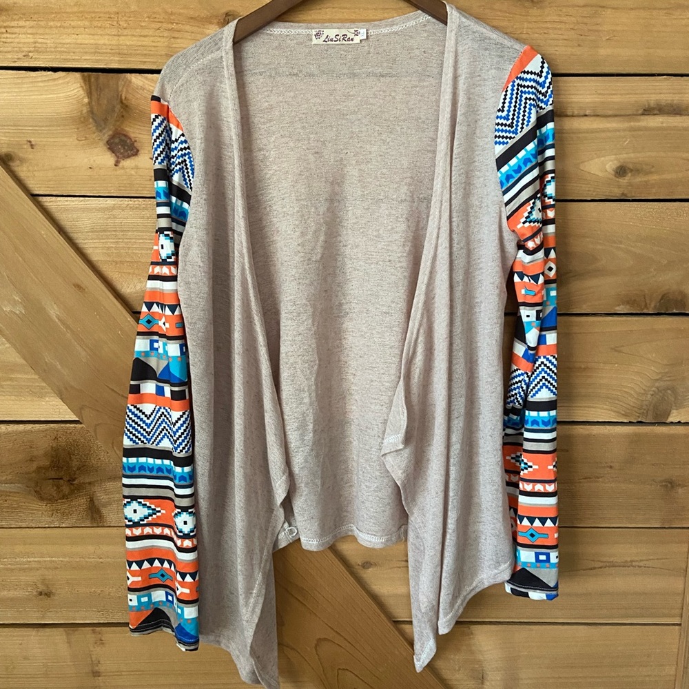 Western Waterfall Cardigan with Aztec Sleeves